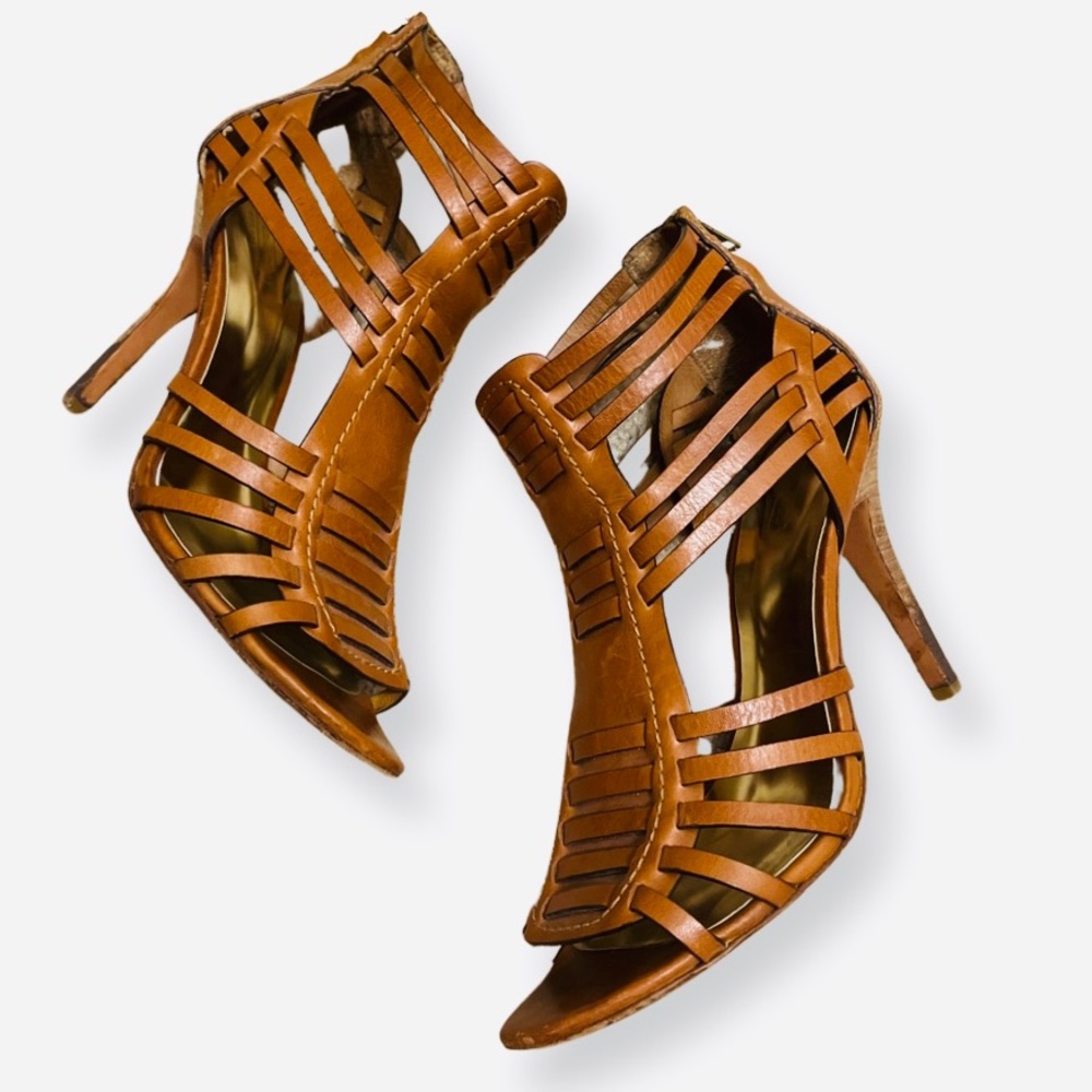 Coach Lucy Veg Leather Gladiator Heels - Picture 2 of 7